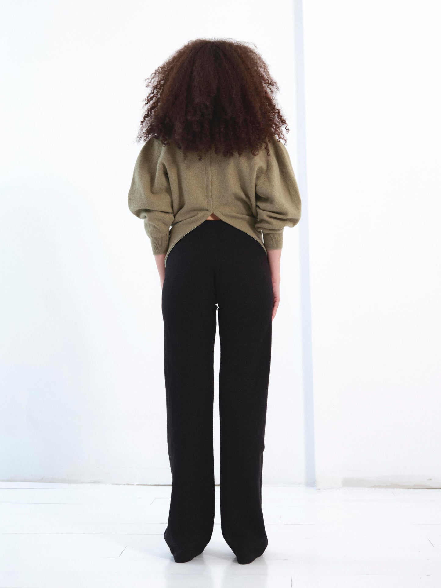 The Twisted Knit Sweater in olive green