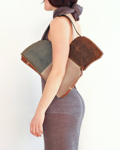 The Green and Brown Broken Heart Leather Bag