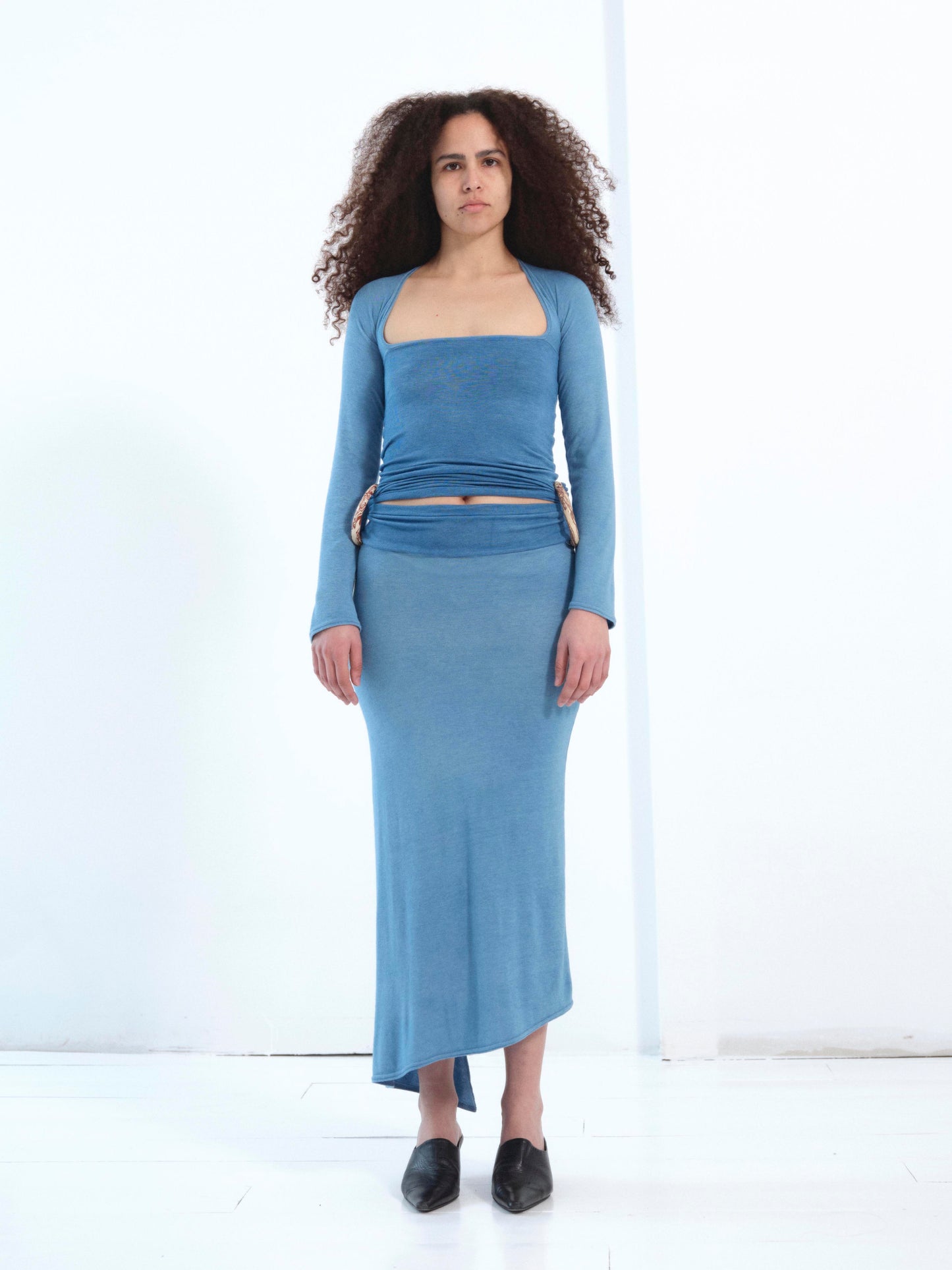 The Ceramic Ring Dress, Long Sleeve in indigo
