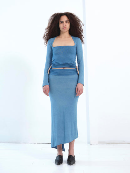 The Ceramic Ring Dress, Long Sleeve in indigo