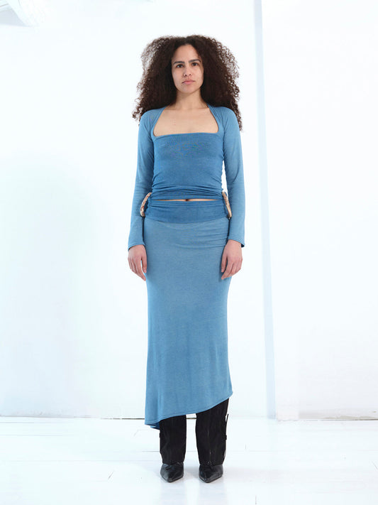 The Ceramic Ring Dress, Long Sleeve in indigo