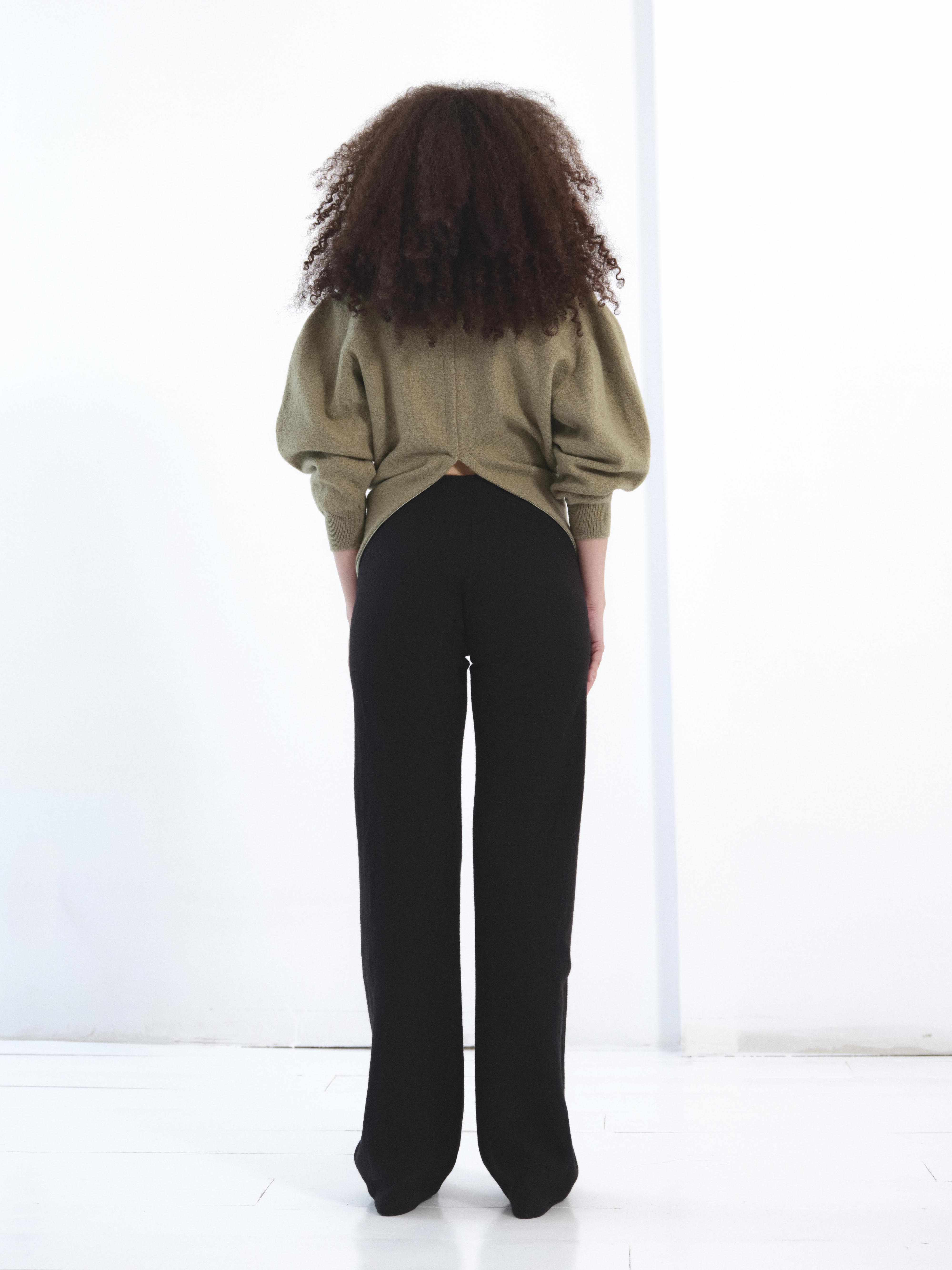 the twisted knit sweater in olive green