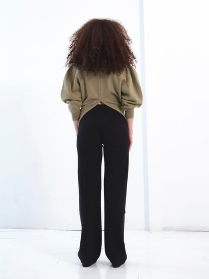 The Twisted Knit Sweater in olive green