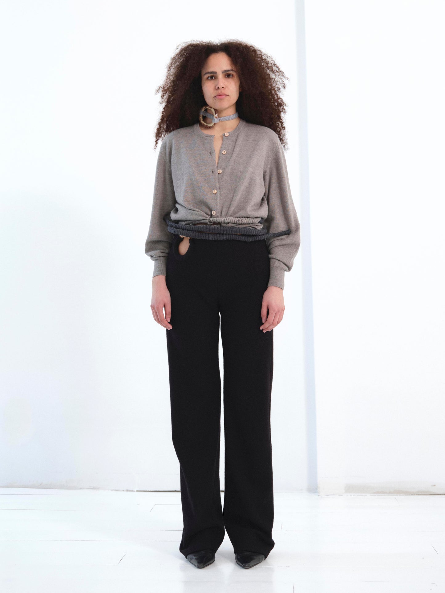 The Tie Dye Cardigan in dark grey