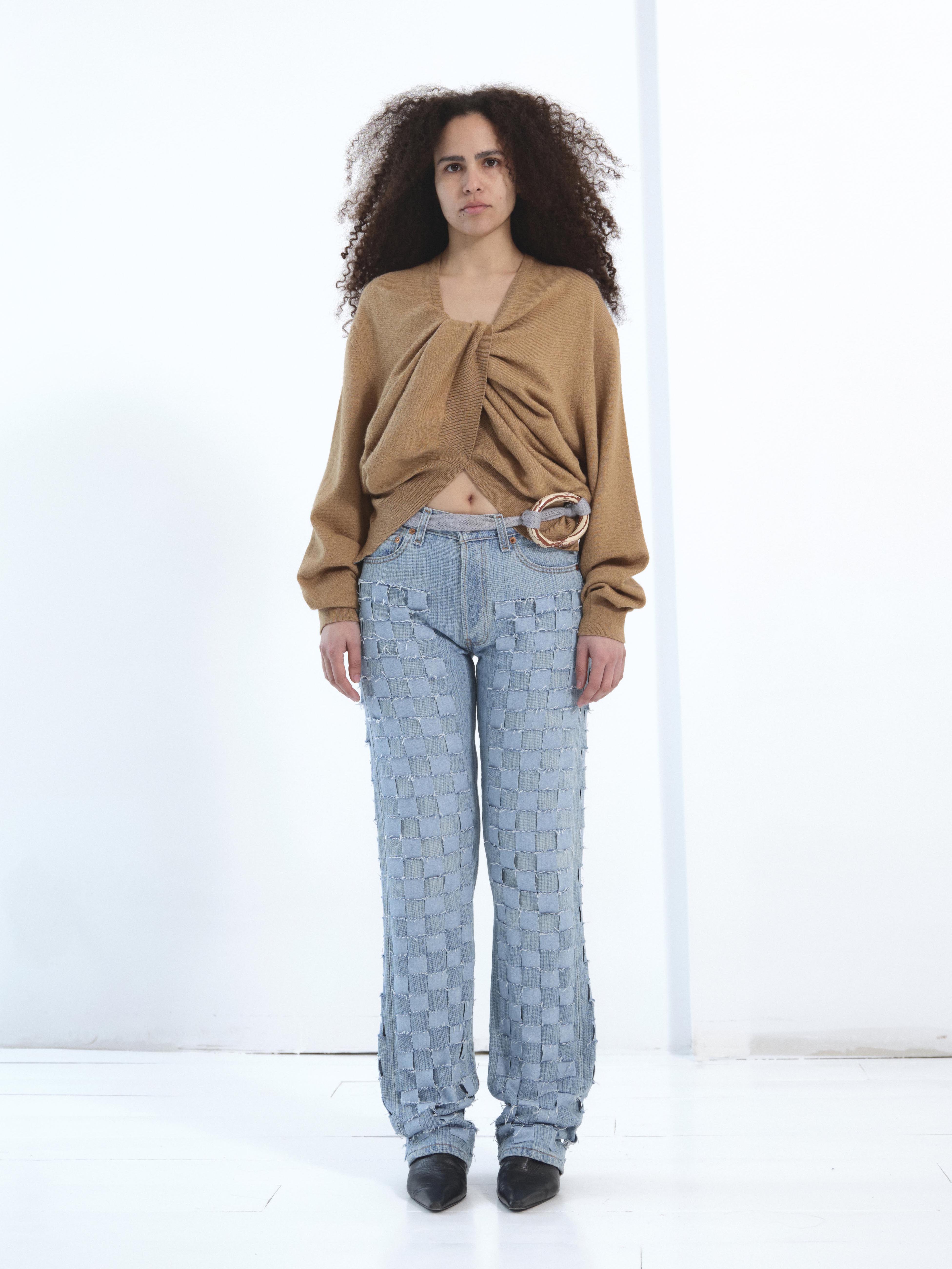 the twisted knit sweater in light brown