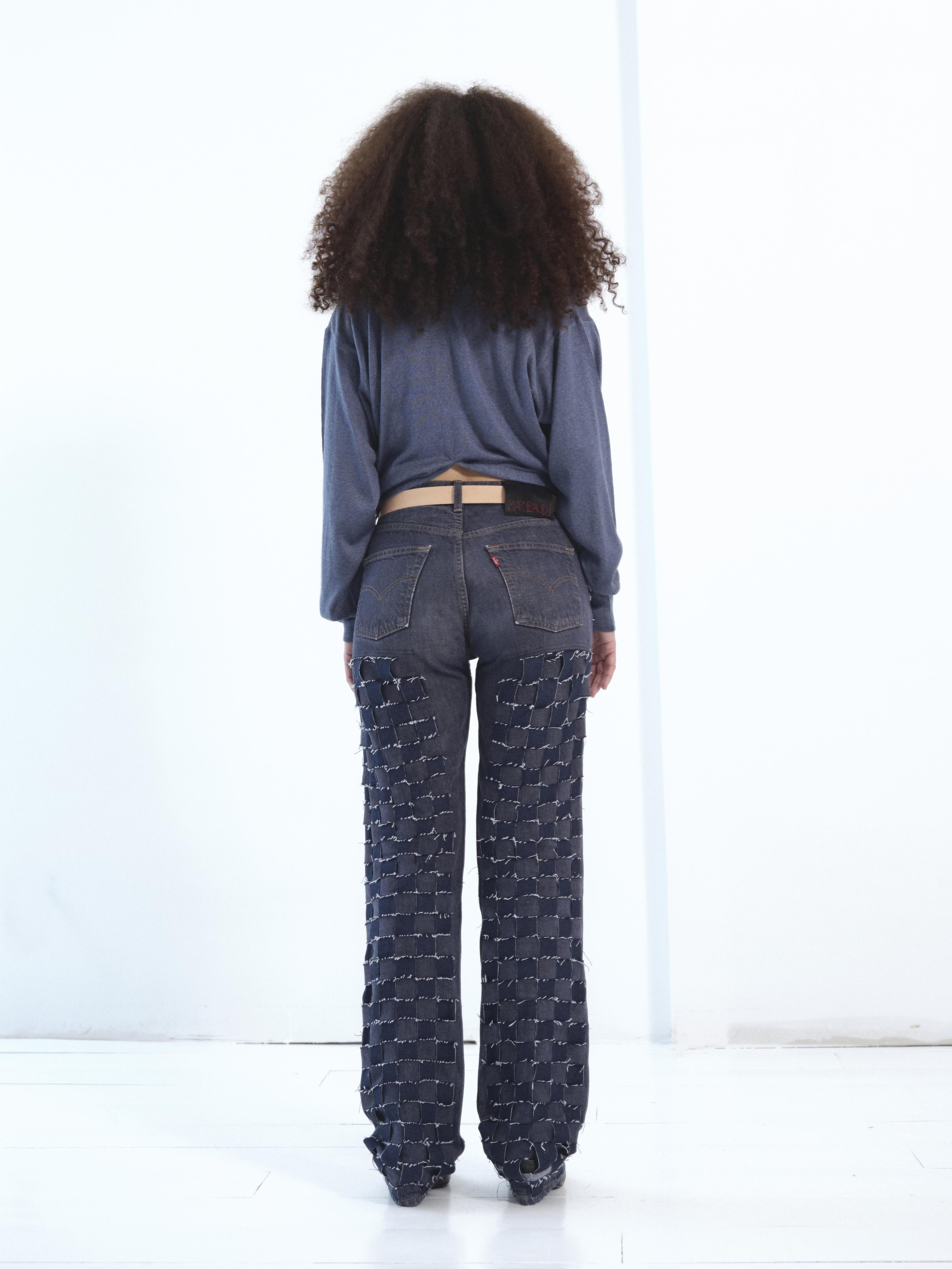 the twisted knit sweater in steel blue