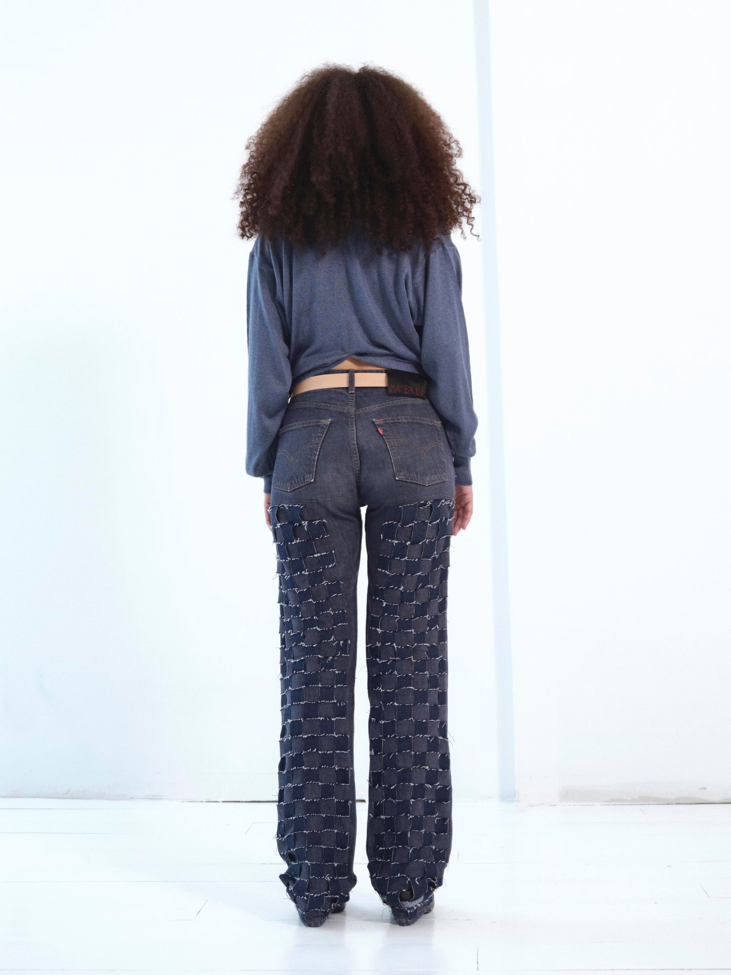 The Twisted Knit Sweater in steel blue