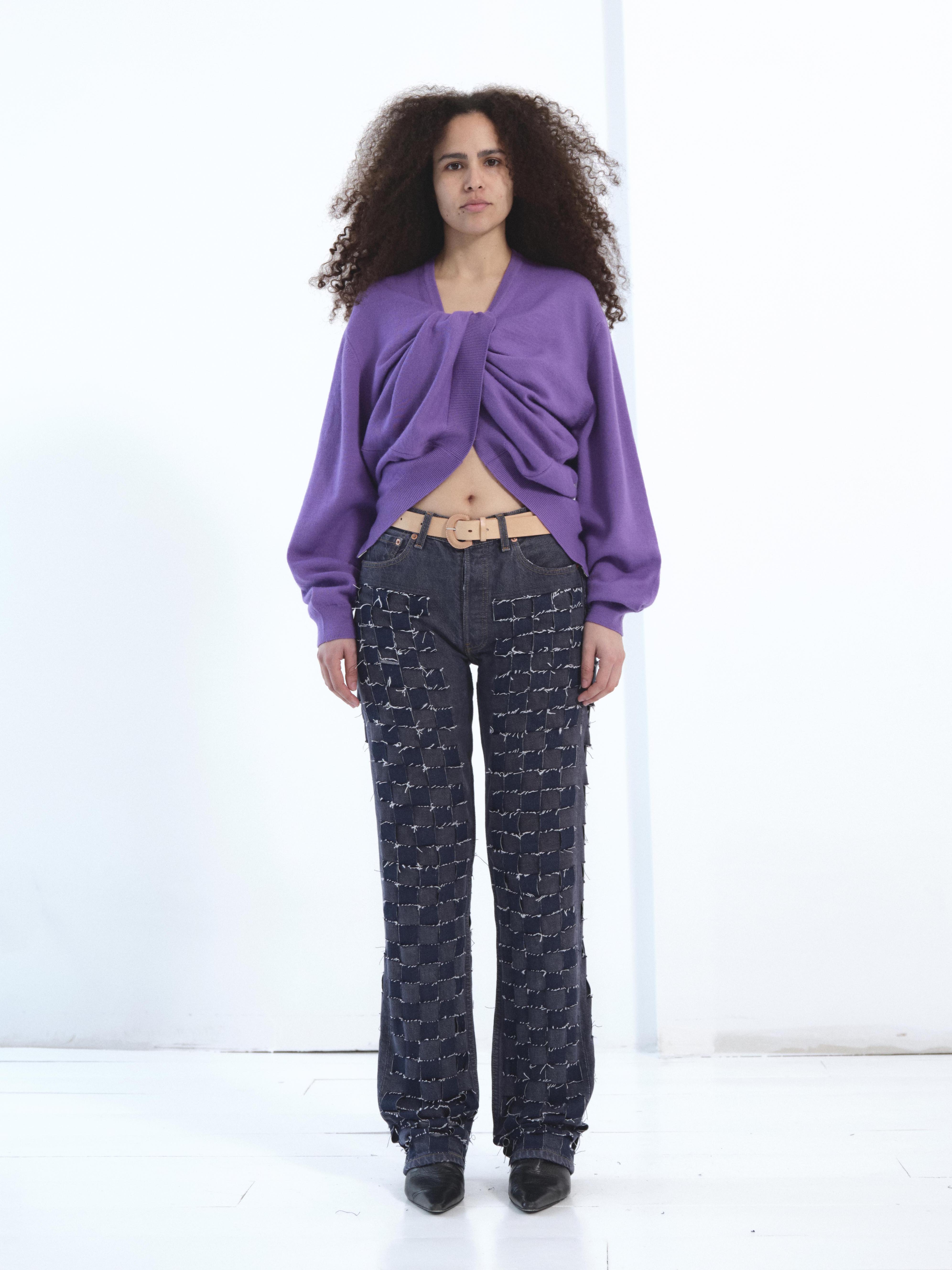 the twisted knit sweater in purple